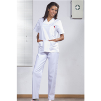 Pantalone bianco unisex con elastico in vita, con una sola tasca